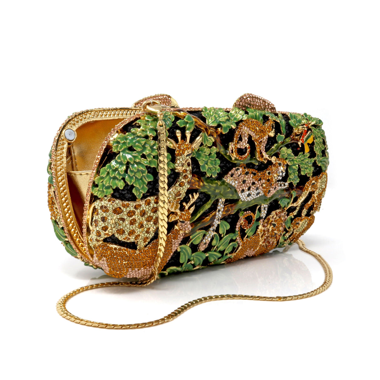Safari Jungle Crystal Purse with Chain