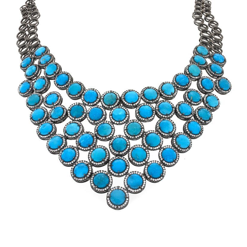Sleeping Beauty Turquoise Necklace with Black Rhodium Overlay