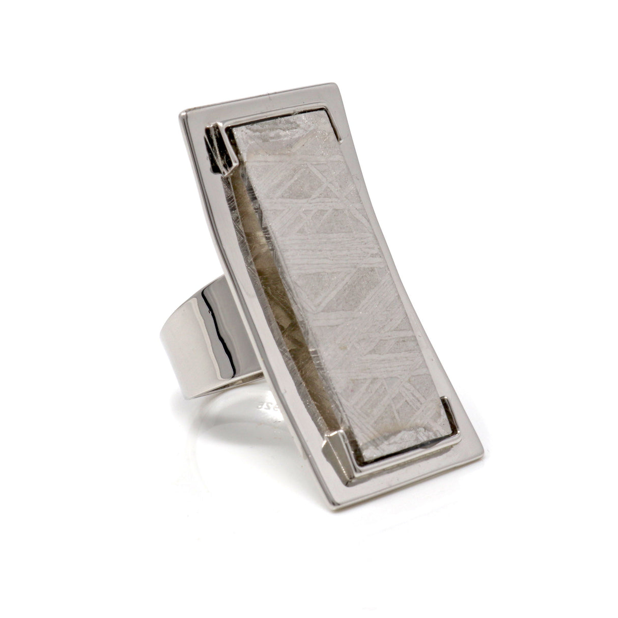 Meteorite Adjustable Ring Muonionalusta Meteorite Ingot in Saddle Band with Adjustable Band