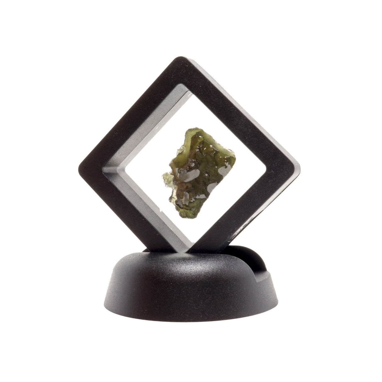 Moldavite Tektite Raw Nugget -Rugged with Right Angle Corner in Gel Case
