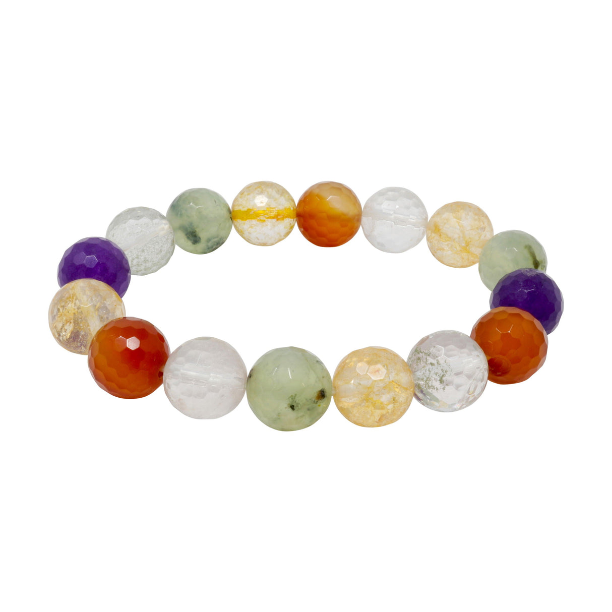 Mix Gemstone 11mm Faceted Round Beaded Bracelet