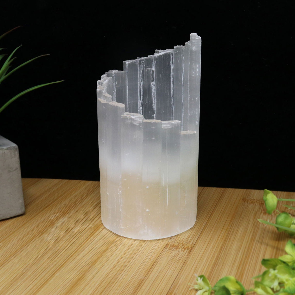 Selenite Candle Holder - Spiral Bars from Morocco