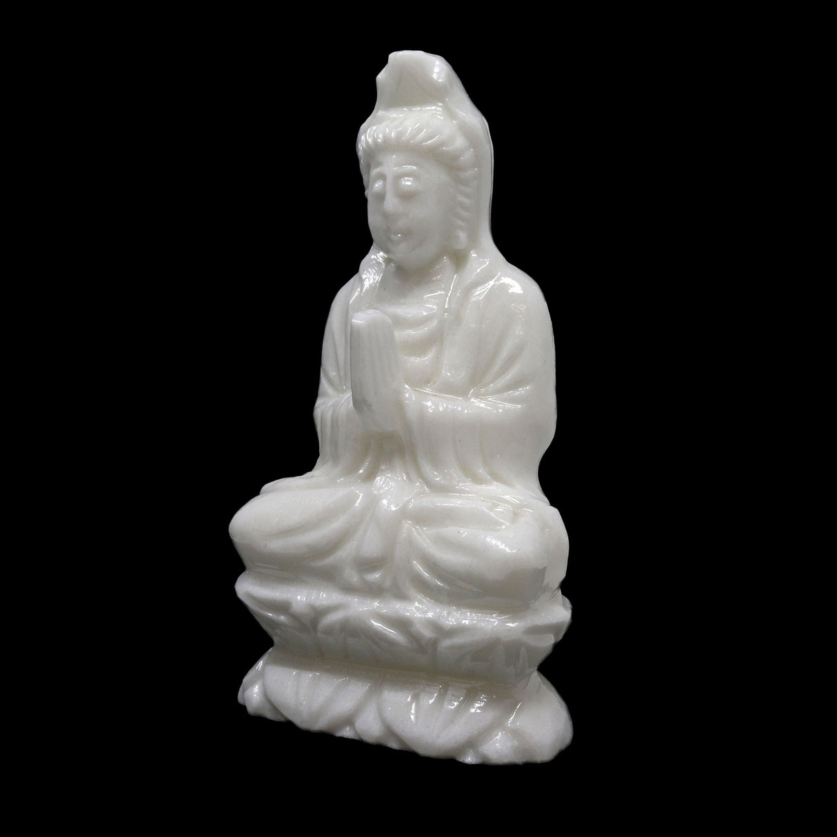 Kwan Yin Of Crystalized Marble - Sitting 6"