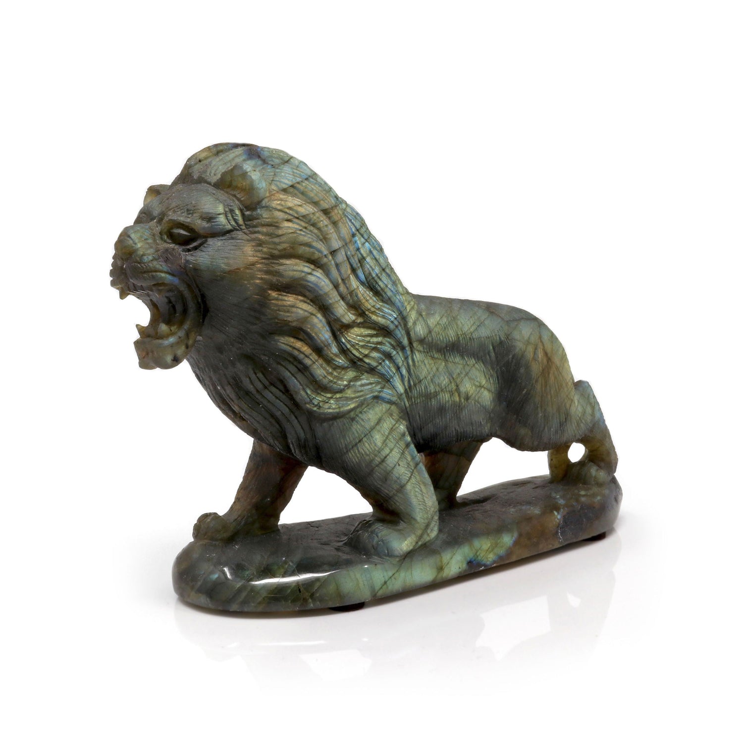 Labradorite Carving - Lion with Golden Flash