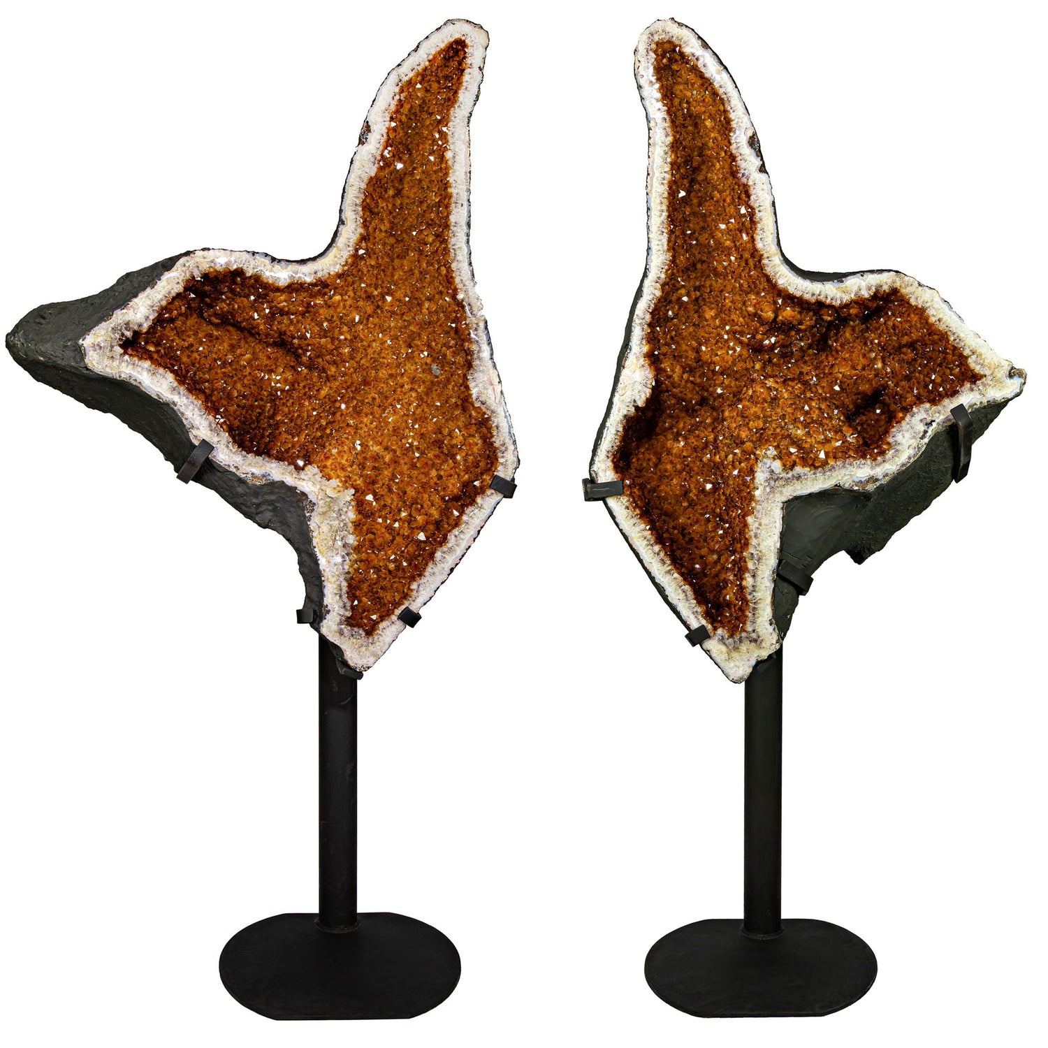 Citrine Geode Pair on Fitted Separate Stands