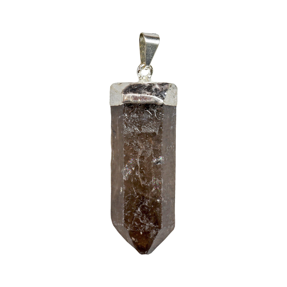 Smoky Quartz Point Pendant - Jumbo Silver Plated