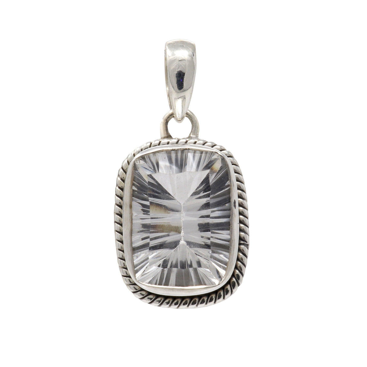 Quartz Pendant - Bezel Set & Lazer Cut with Table Faceting