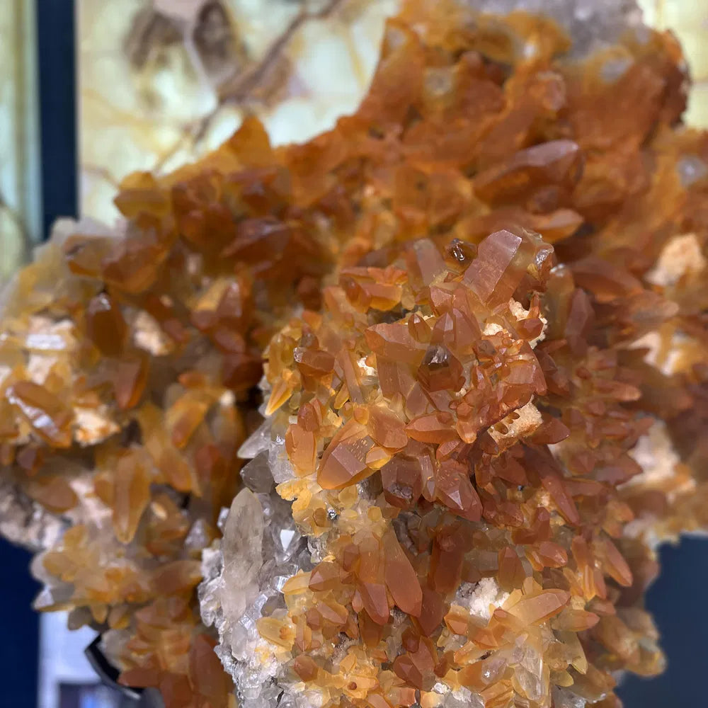 Iron Quartz Crystal Cluster Plaque On Custom Etched Stand