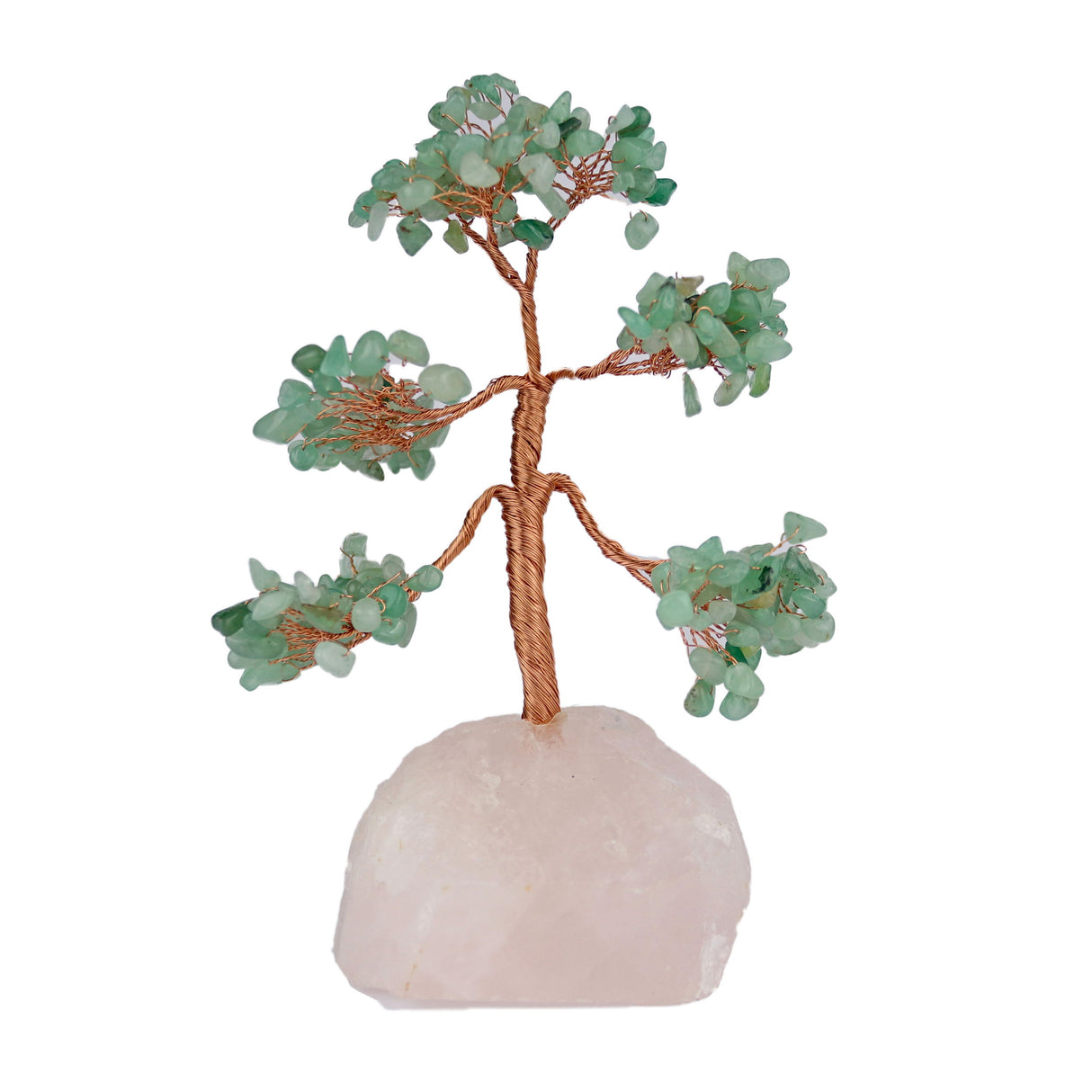 Gemstone Beaded Crystal Tree On Rose Quartz Base