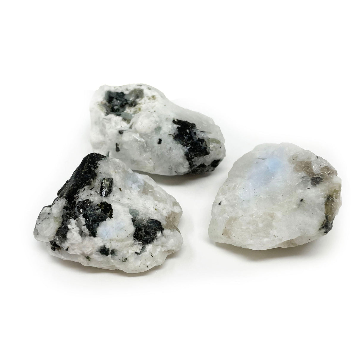 Rainbow Moonstone Specimen - Medium with Black Tourmaline Inclusions (Singles)