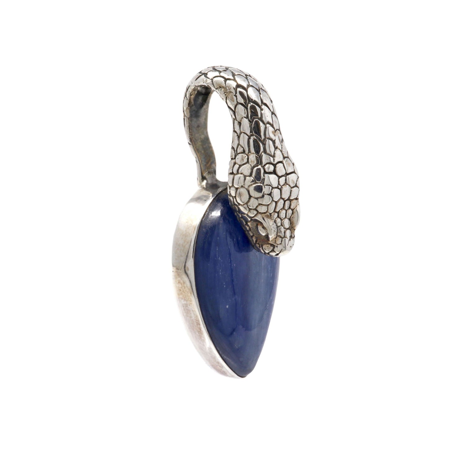 Kyanite Pendant - Cabochon with Snake Head Bail