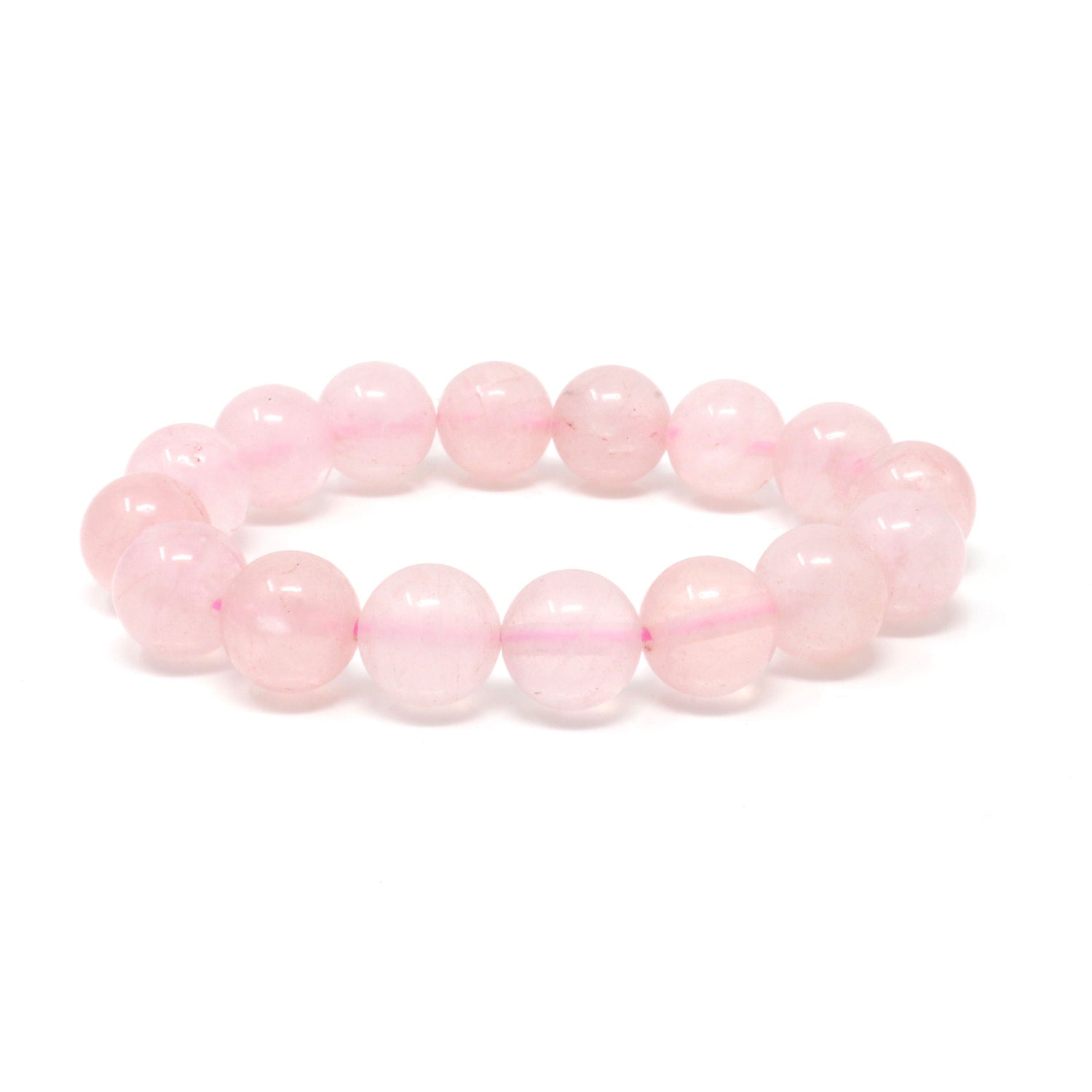 Rose Quartz Beaded Bracelet 12mm Rounds