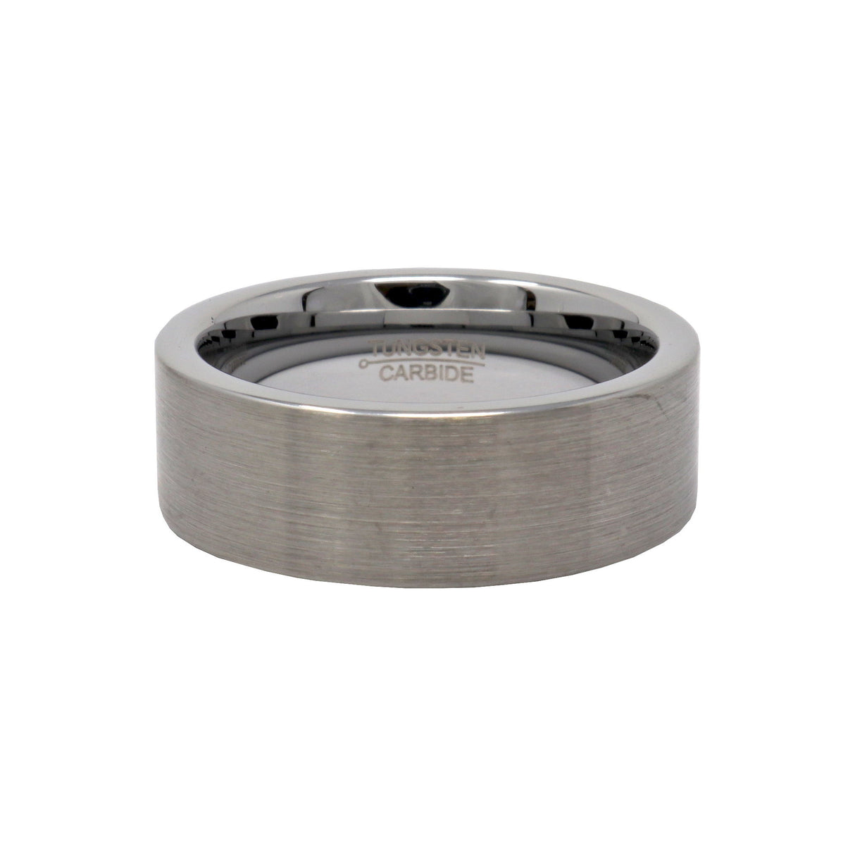 8mm Tungsten Ring with Brushed Pipe Cut
