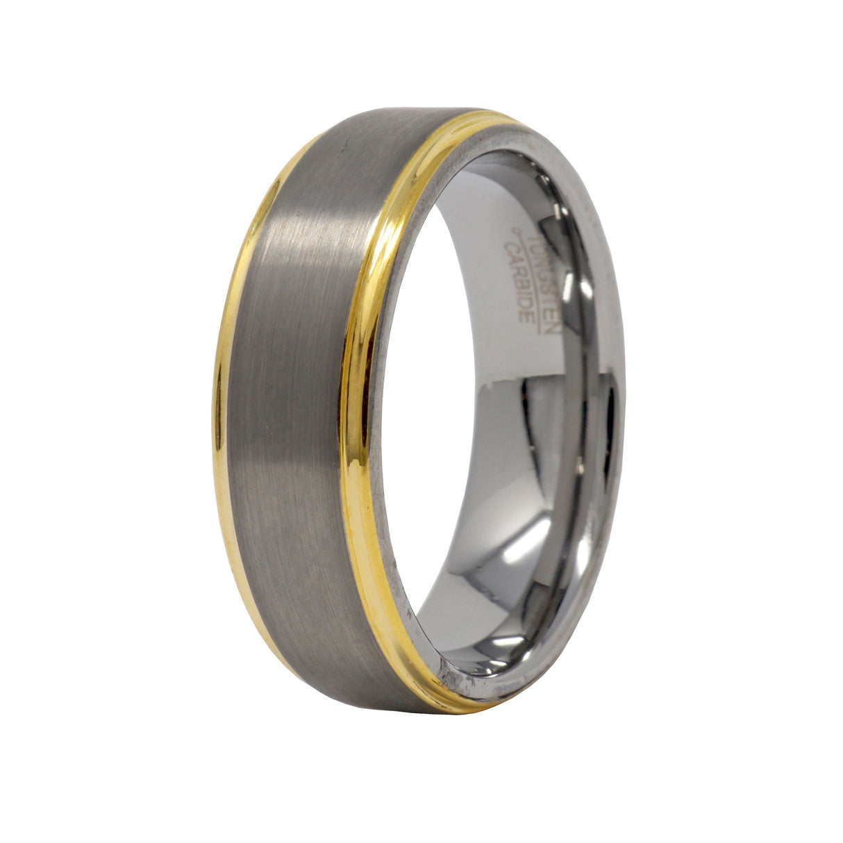 8mm Tungsten Ring With Gold Step Design