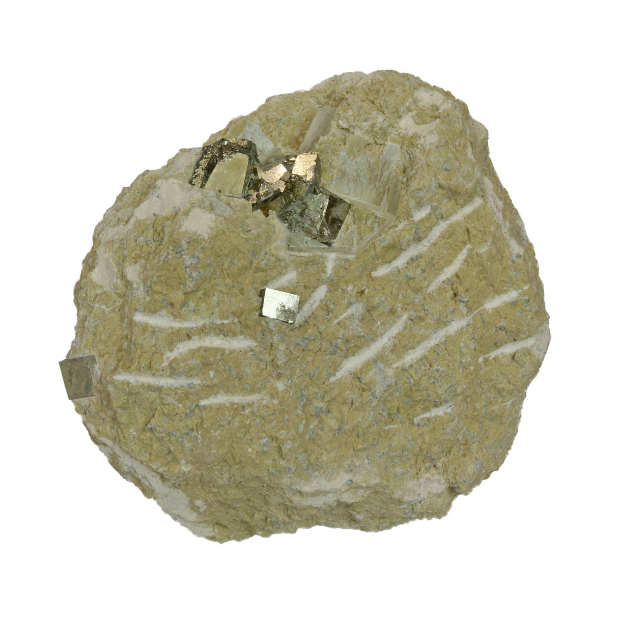 Cubic Pyrite Double Bonded in Matrix on Lucite Stand