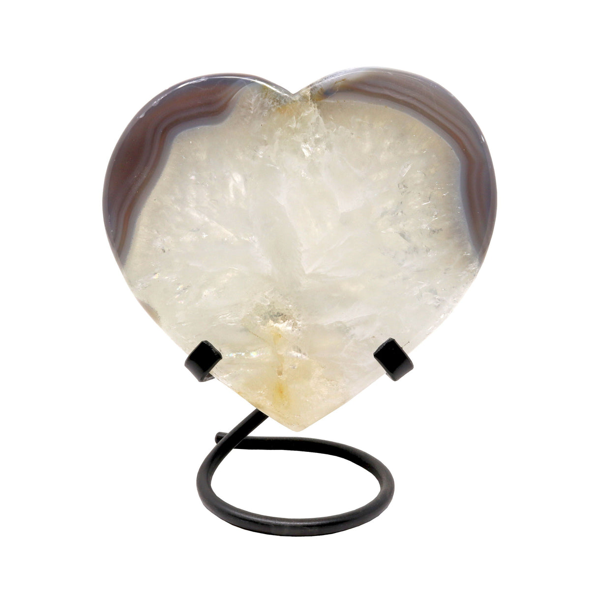 Agate Quartz Heart on a Spiral Fitted Stand