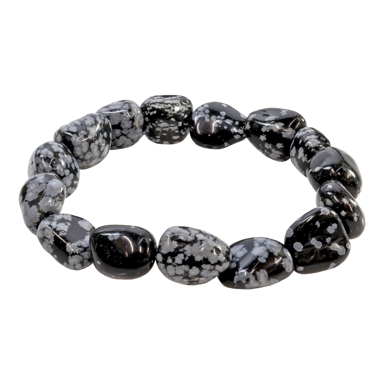 Snowflake Obsidian Tumbled Beaded Bracelet