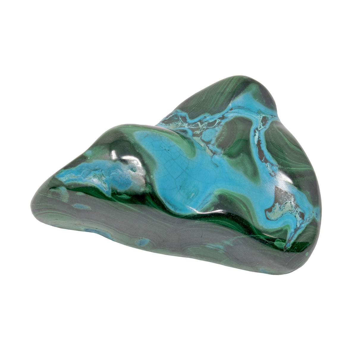 Chrysocolla Malachite Freeform Polished on Lucite Stand