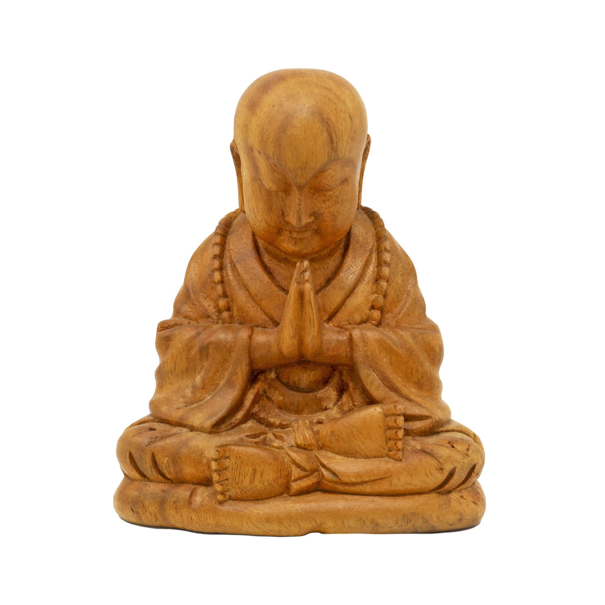 Meditating Monk Wood Carving