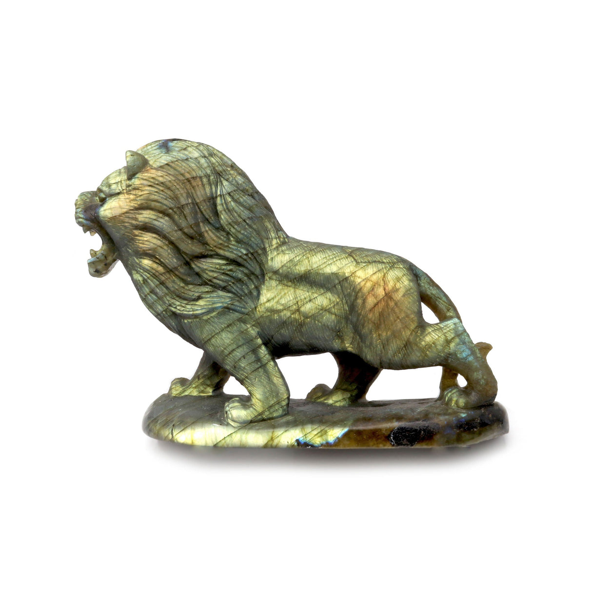 Labradorite Carving - Lion with Golden Flash