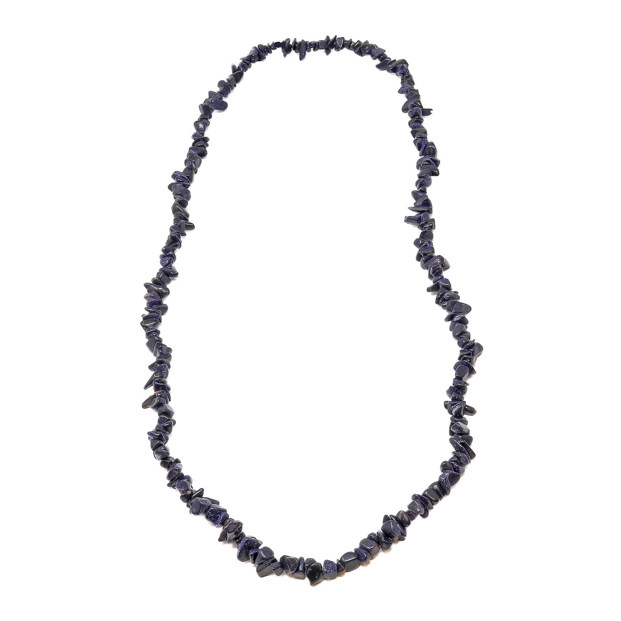 Blue Goldstone Chip Necklace 36"