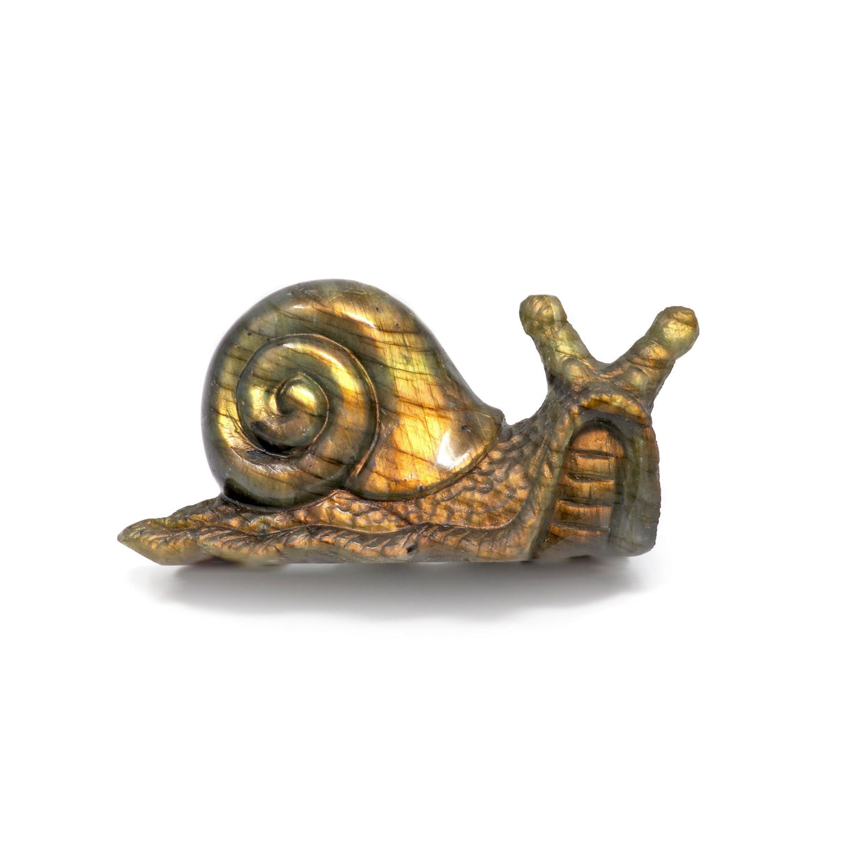 Labradorite Carving - Snail with Golden Flash