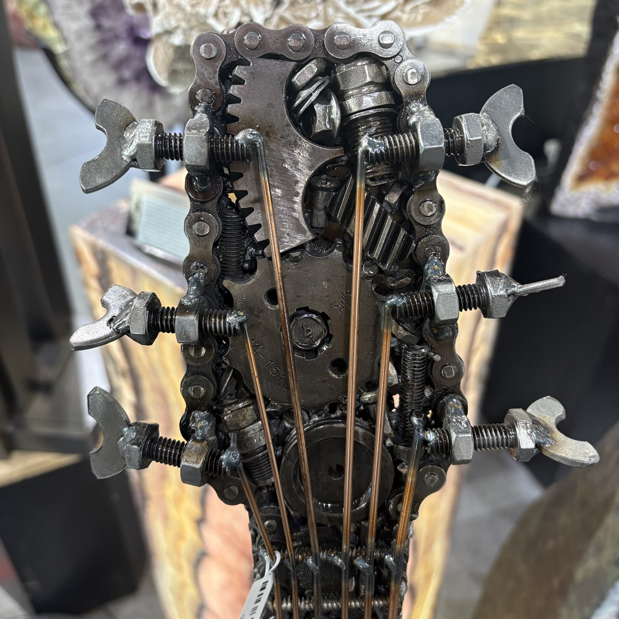 Guitar Recycled Metal Art Sculpture 48"