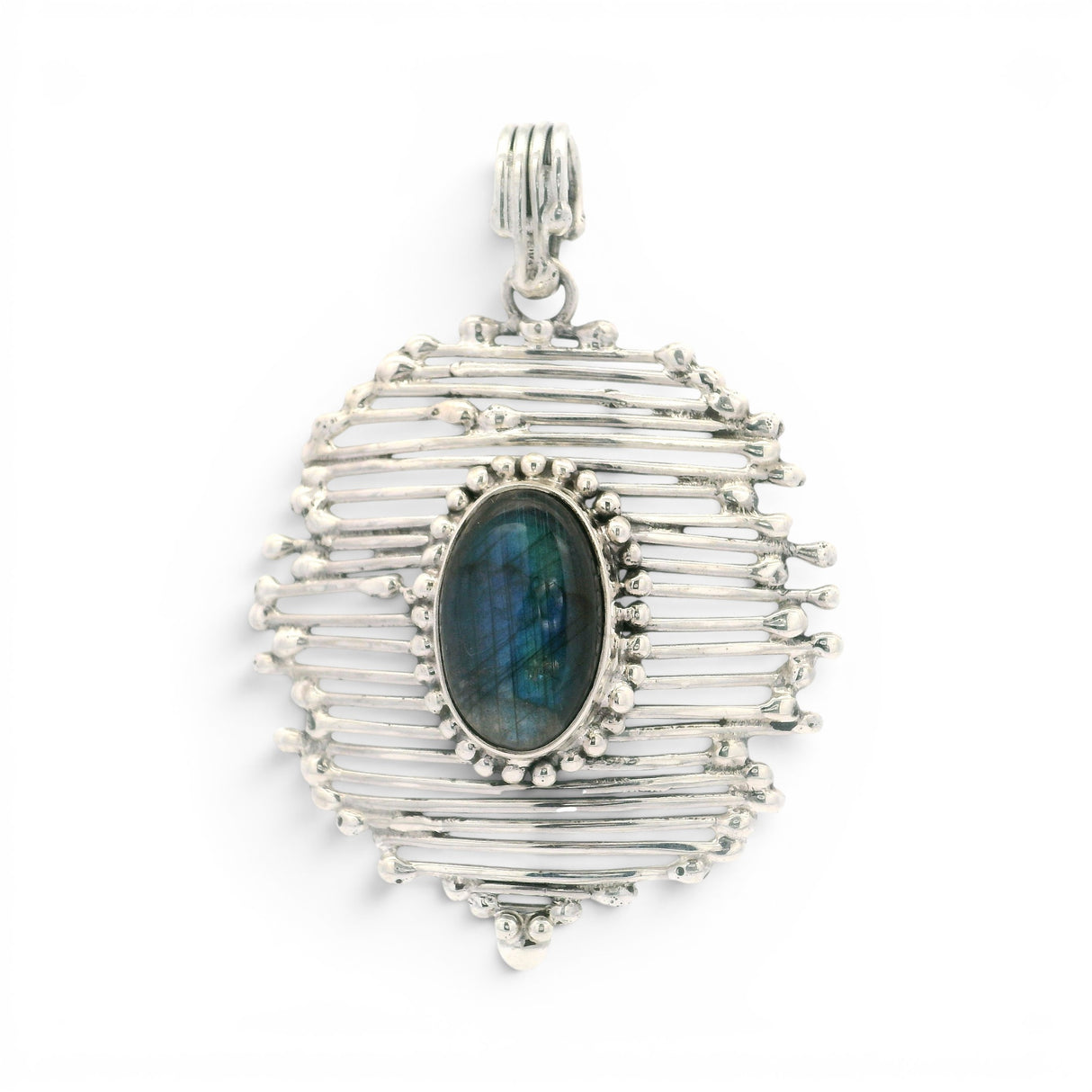 Labradorite Vine Roots Designer Pendant with Oval Cabochon