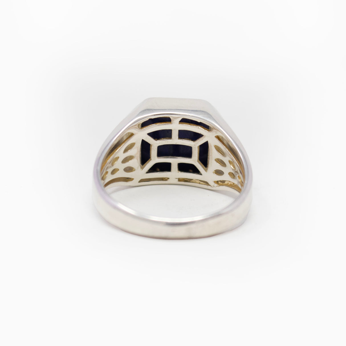 Lapis Lazuli Ring - Flat Cut Square Set on 925 Sterling Silver Signet Band Size 13