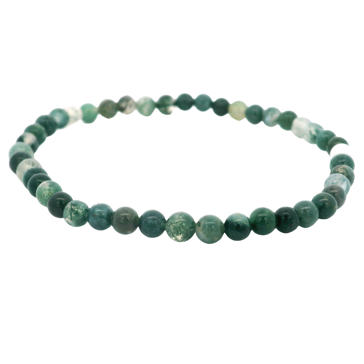 Moss Agate Beaded Bracelet 4mm Rounds