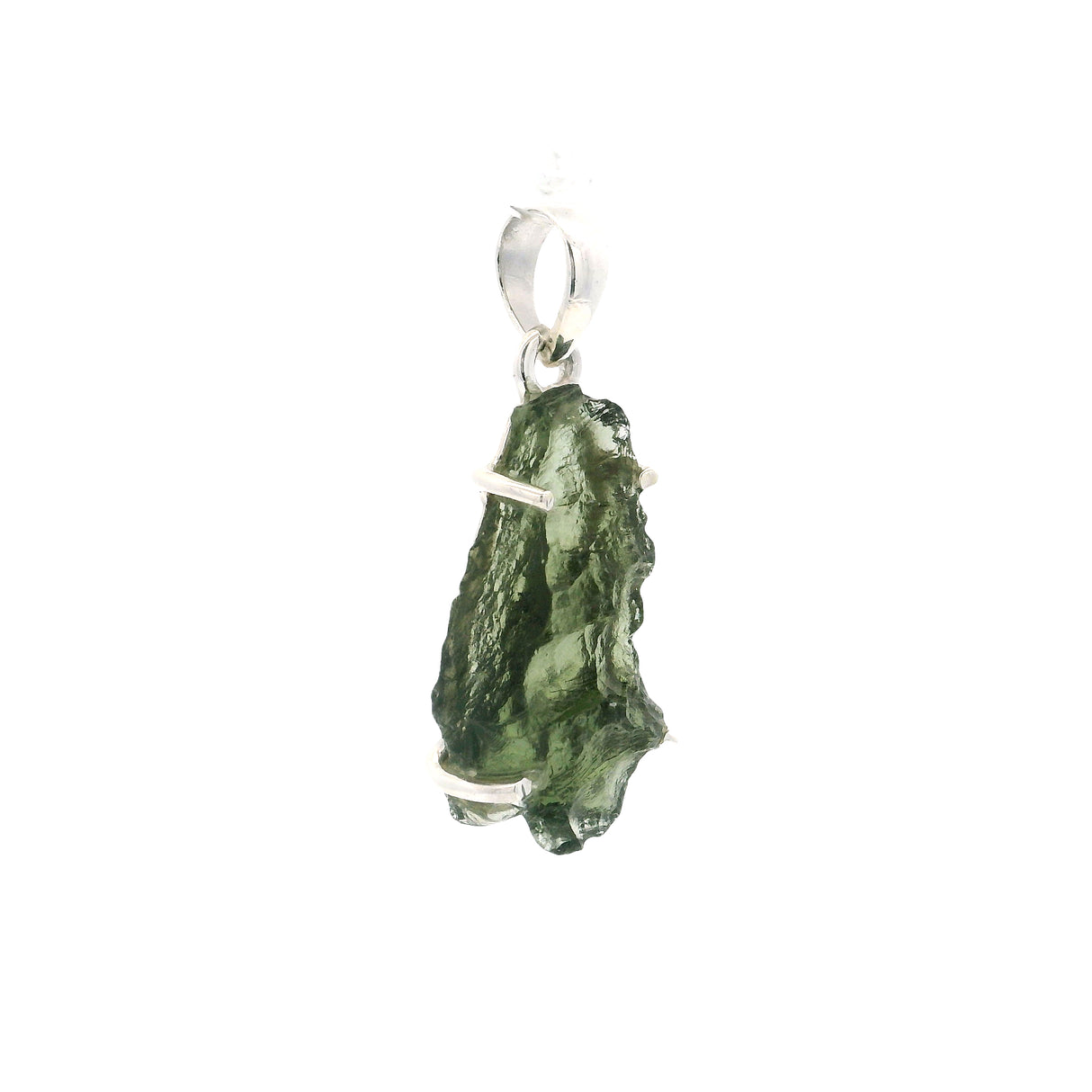 Moldavite Pendant - Prong Set Rough Freeform Specimen