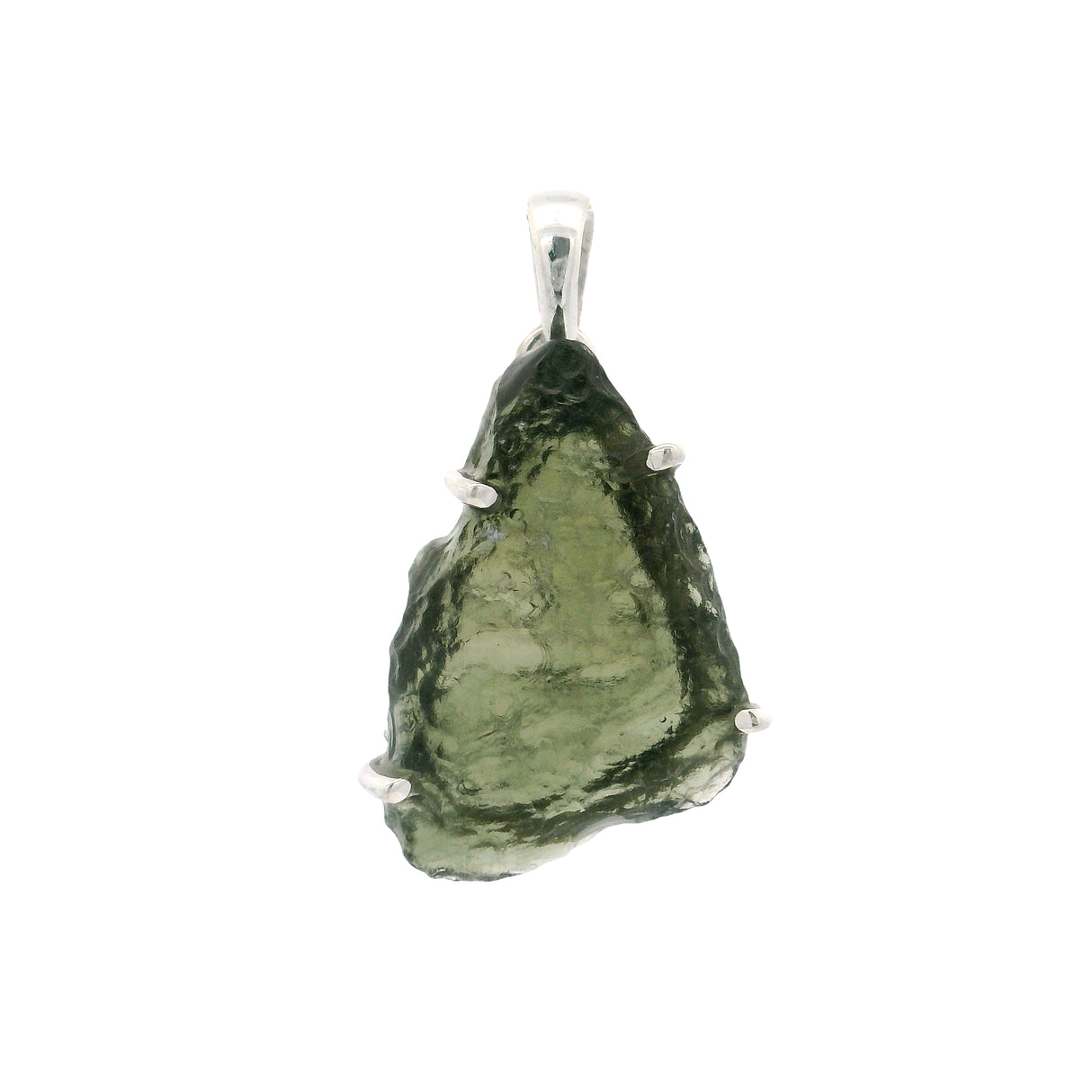 Moldavite Pendant - Prong Set Rough Freeform Specimen