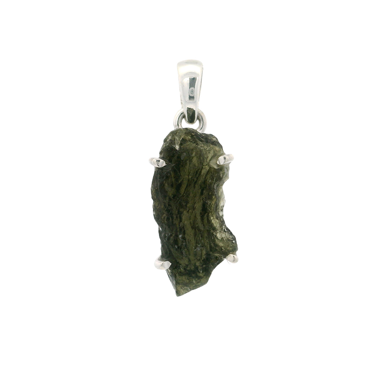 Moldavite Pendant - Prong Set Rough Freeform Specimen