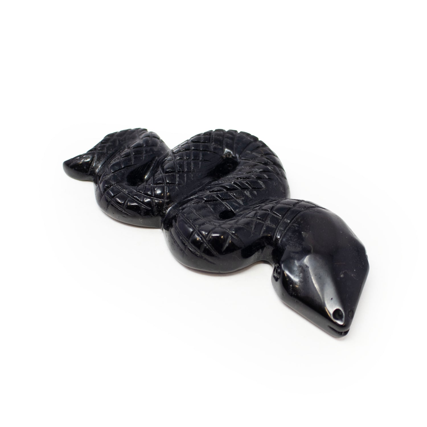 Black Obsidian 4" Snake Ready-to-Strike Carving