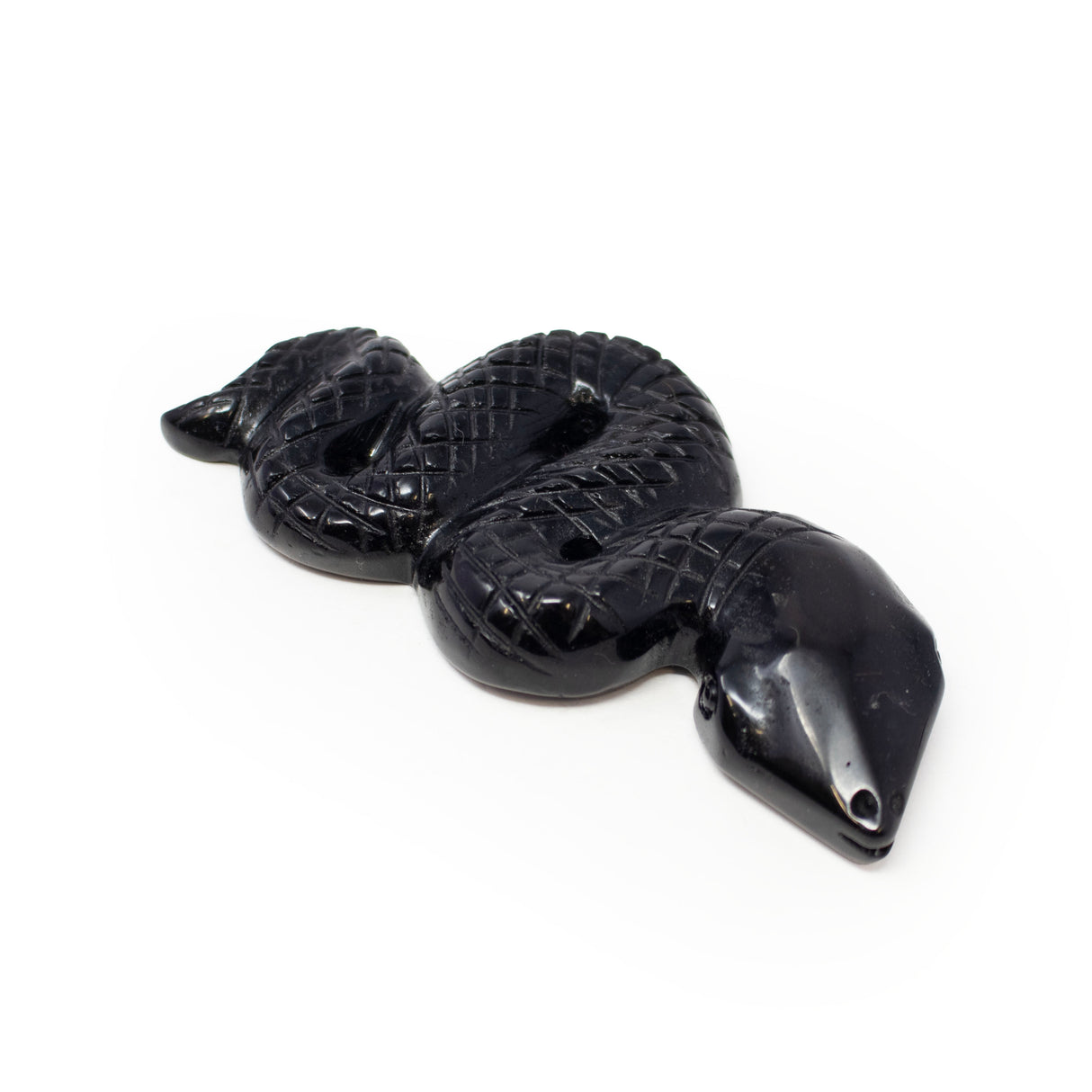 Black Obsidian 4" Snake Ready-to-Strike Carving
