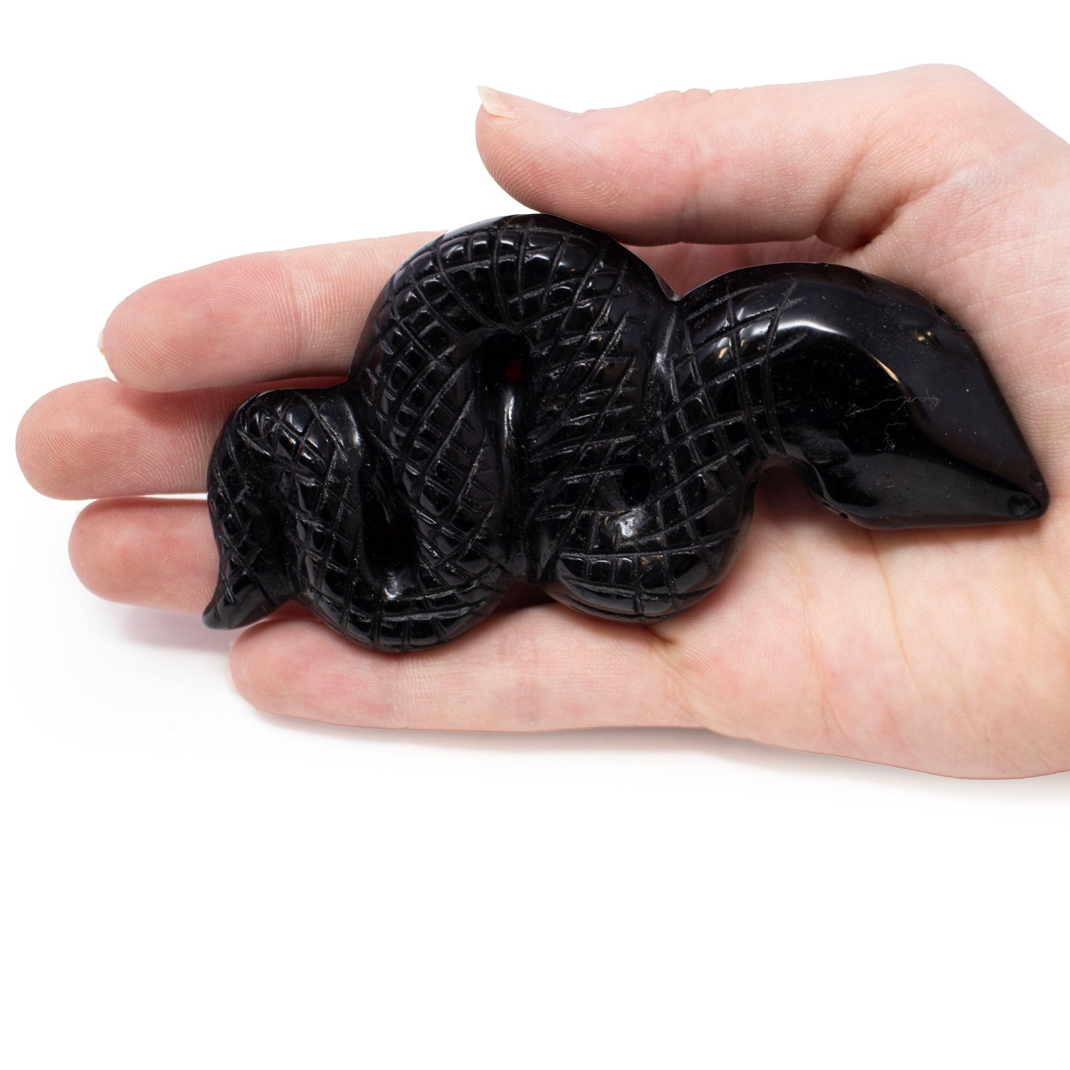 Black Obsidian 4" Snake Ready-to-Strike Carving