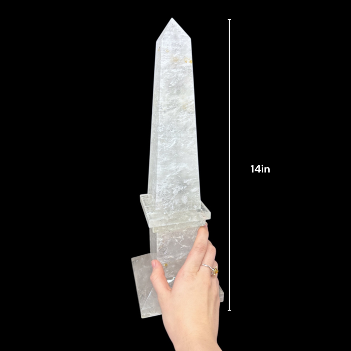 Medium Clear Quartz Obelisk with Rainbow Inclusions