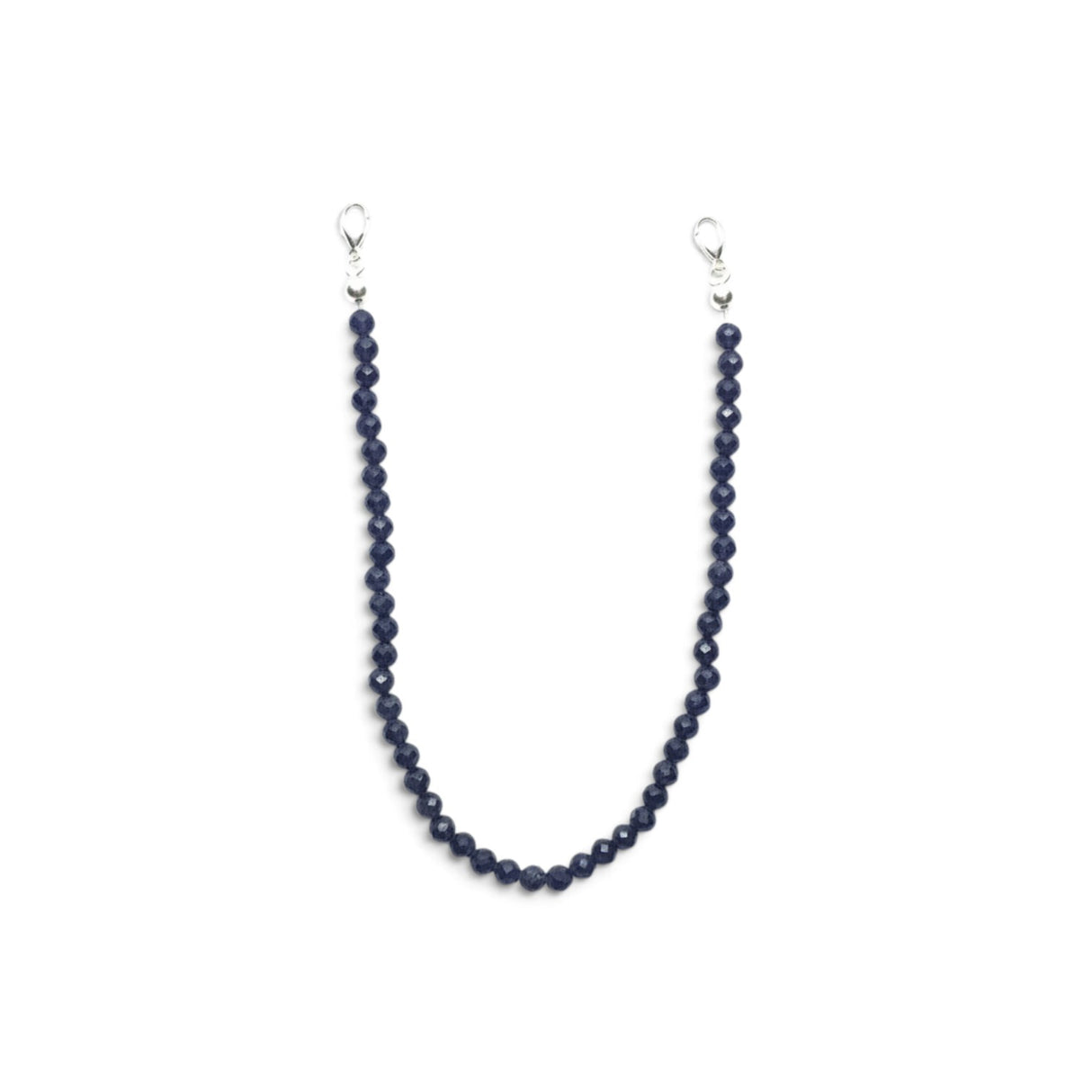 Rare Earth Gallery blue sapphire beaded bracelet featuring faceted stones and silver adjustable lobster clasps.
