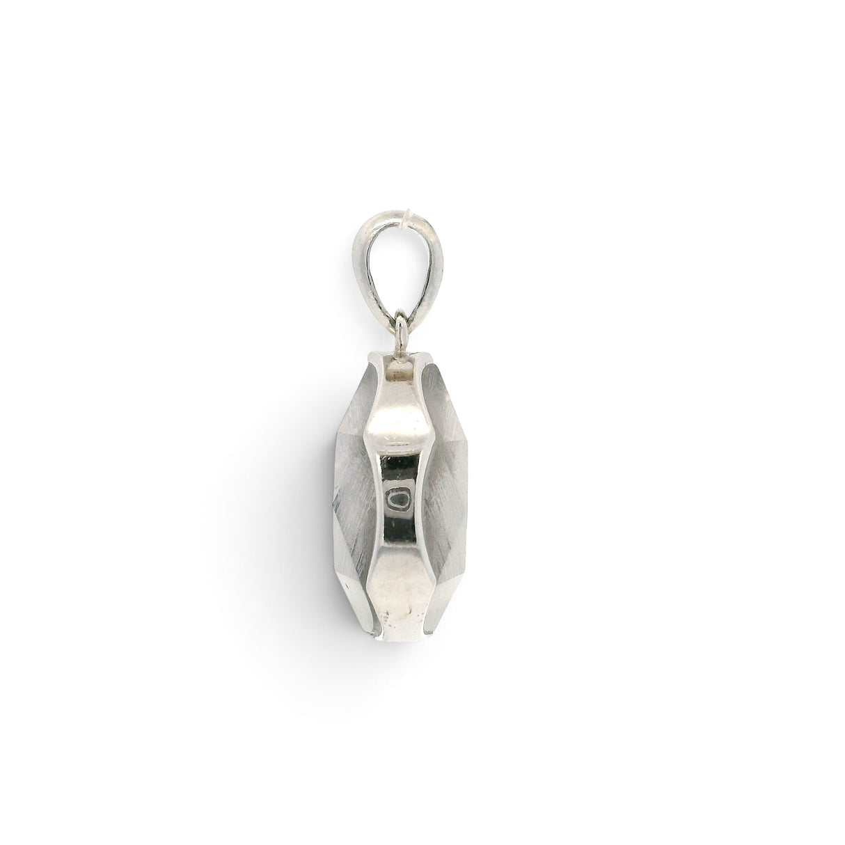 Rare Earth Gallery Muonionalusta meteorite pendant with 6-pointed star faceting in rhodium-plated sterling silver.
