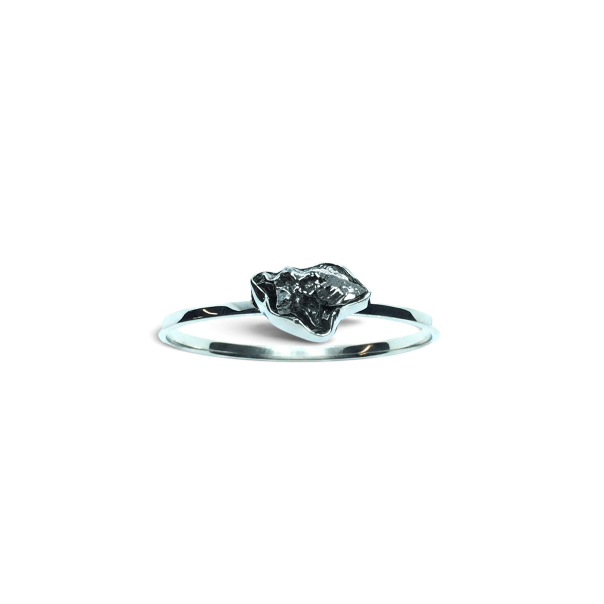 Rare Earth Gallery Campo De Cielo meteorite twist bracelet featuring a cambered nugget set in a polished silver bezel.