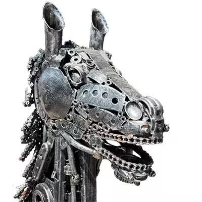 Rearing Horse Recycled Metal Art Sculpture