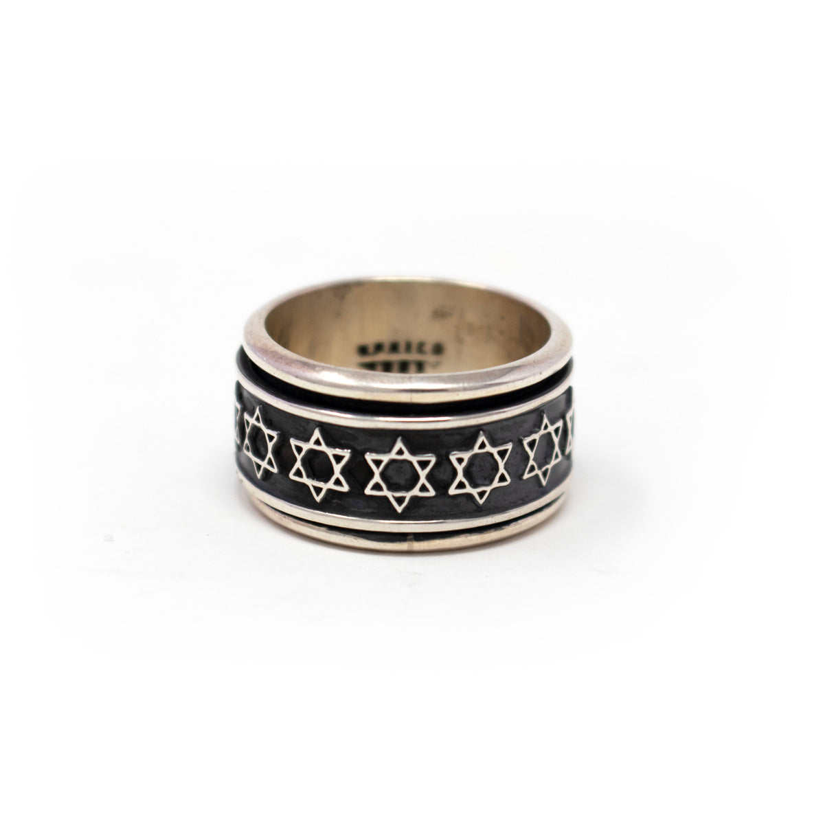 Sterling Silver Oxidized Spinner Ring -Star Of David Sz13