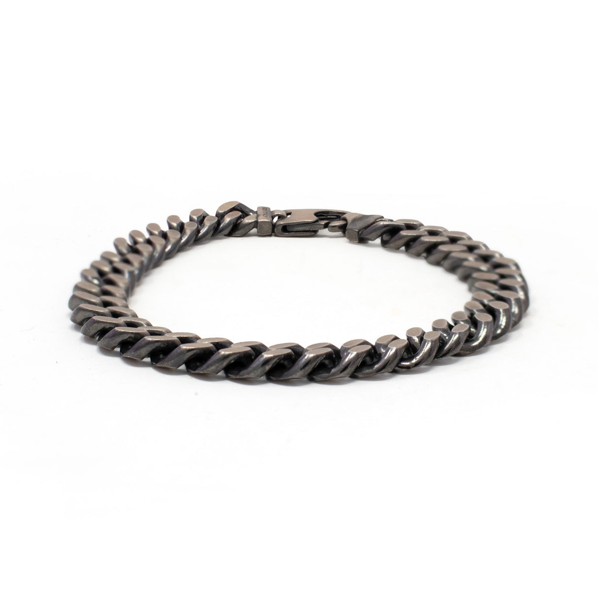 Sterling Sliver Curb Chain Bracelet With Brushed Silver Texture