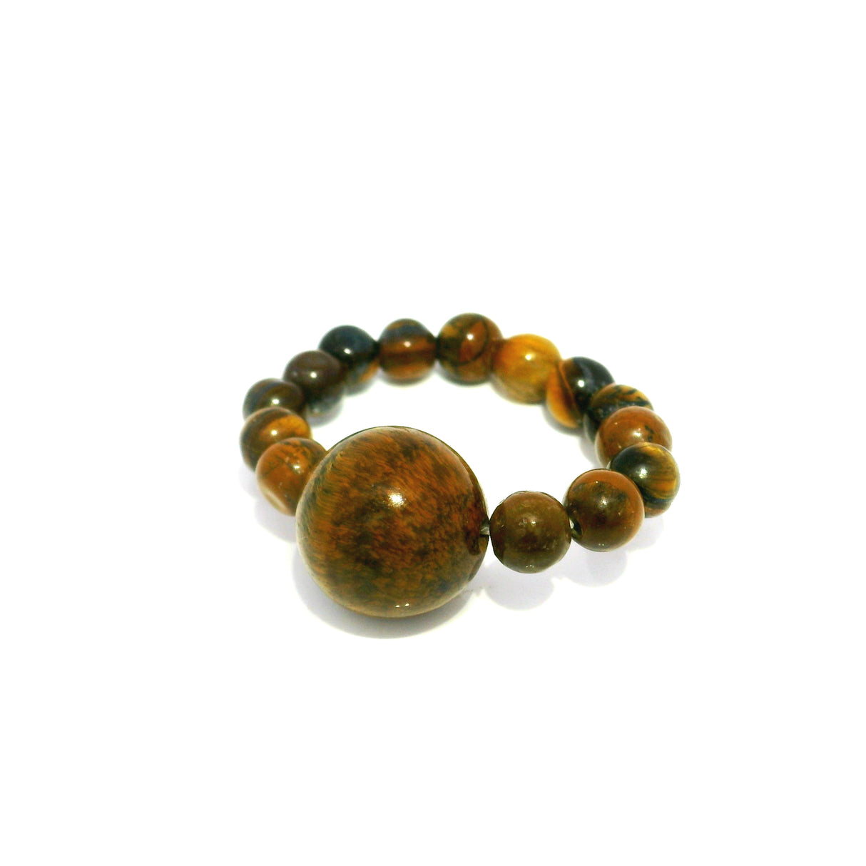 4.5mm Gemstone Beaded Ring with 10mm Round Focal