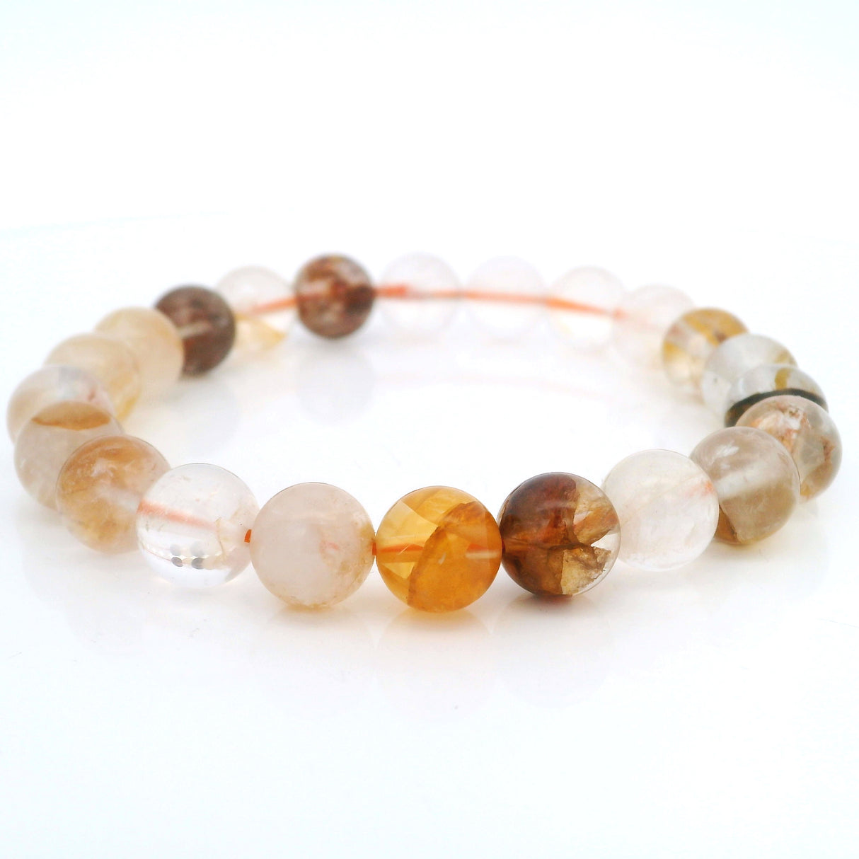 Yellow Hematoid Quartz Beaded Bracelet - 8.5mm Round