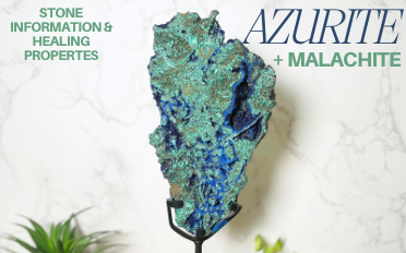azurite malachite specimen on a stand