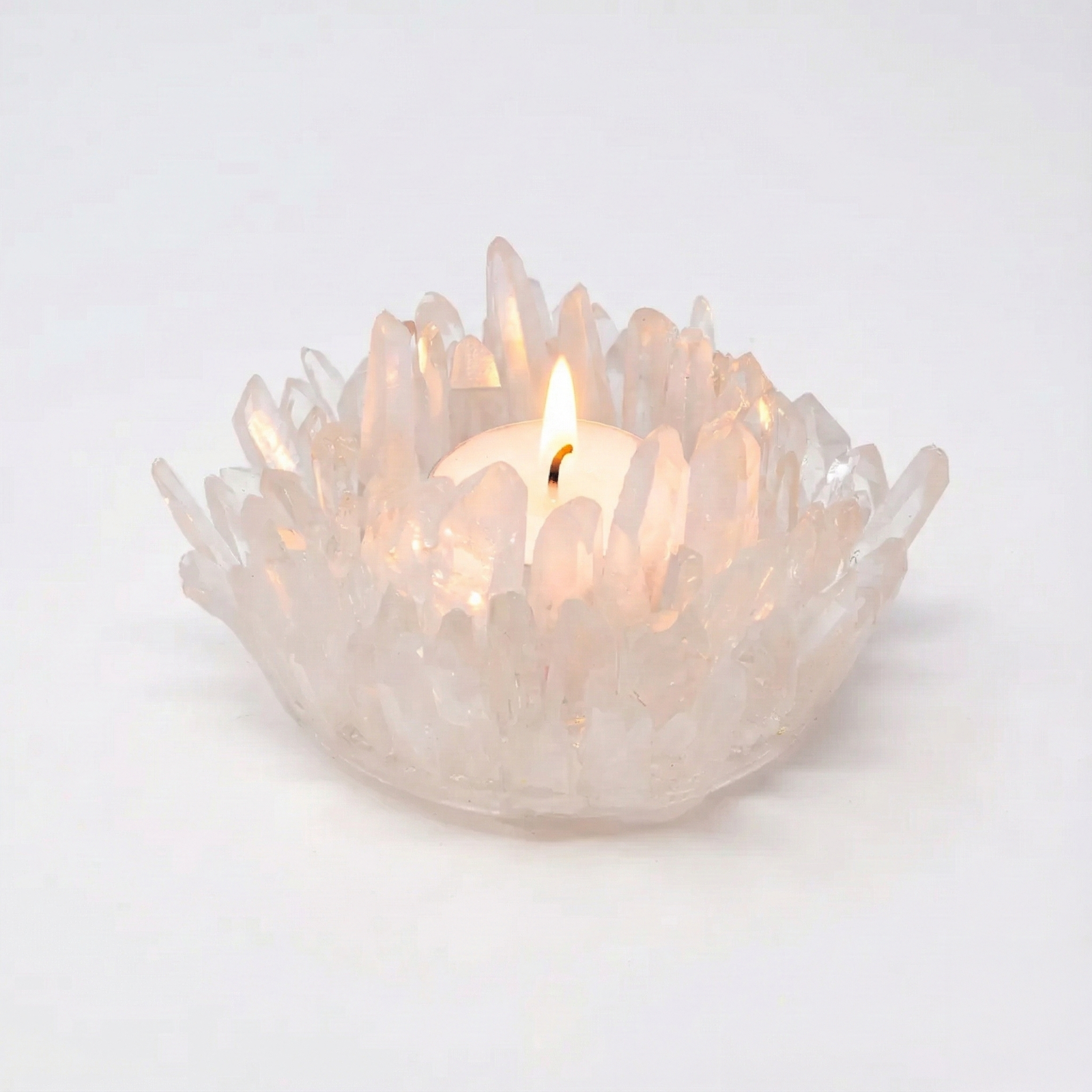 Clear Quartz Gemstone Candle Holder