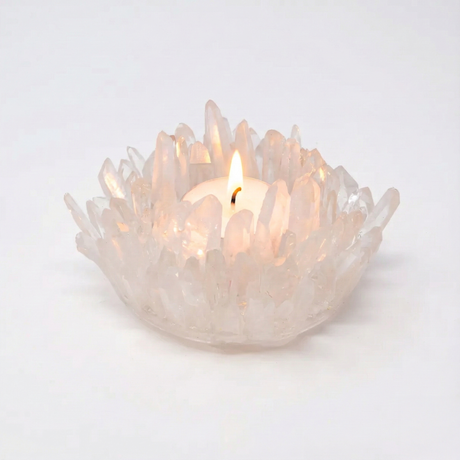 Clear Quartz Gemstone Candle Holder