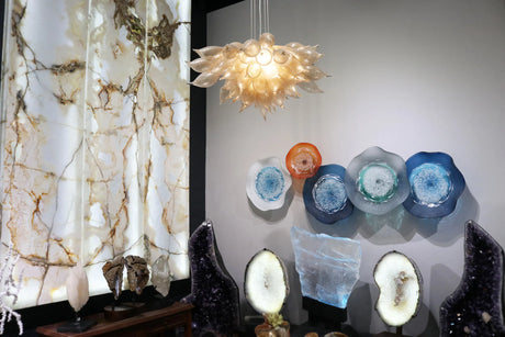 Inside Rare Earth Gallery’s Cave Creek showroom featuring artisan-crafted mineral art.