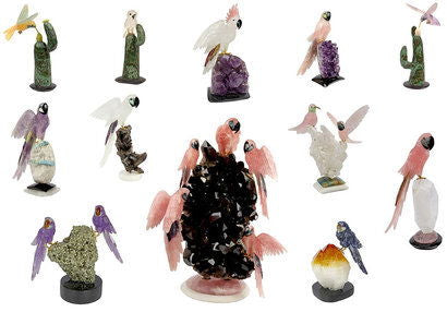 Stunning Hand-Carved Gemstone Birds